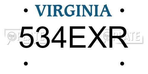 534EXR Virginia License Plate
