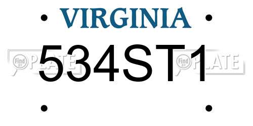 534ST1 Virginia License Plate