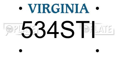 534STI Virginia License Plate