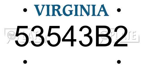 53543B2 Virginia License Plate