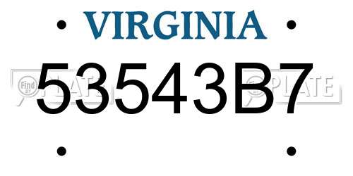 53543B7 Virginia License Plate
