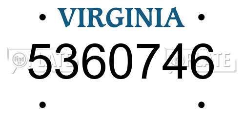 5360746 Virginia License Plate