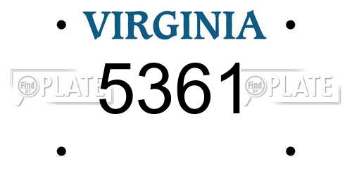 5361 Virginia License Plate