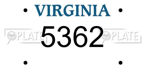 5362 Virginia License Plate