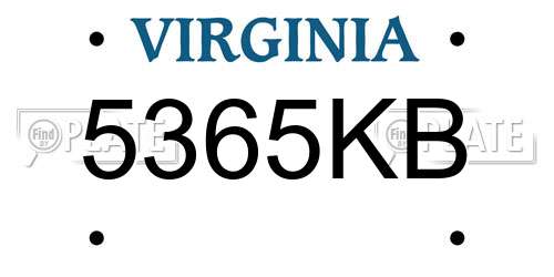 5365KB Virginia License Plate