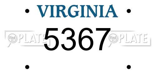5367 Virginia License Plate