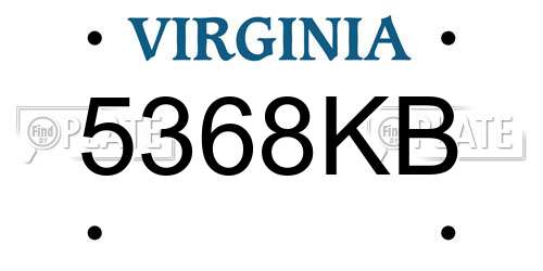 5368KB Virginia License Plate