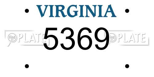 5369 Virginia License Plate
