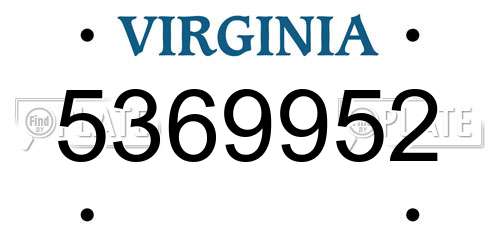 5369952 Virginia License Plate