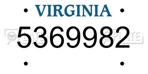 5369982 Virginia License Plate