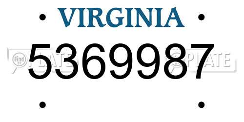 5369987 Virginia License Plate