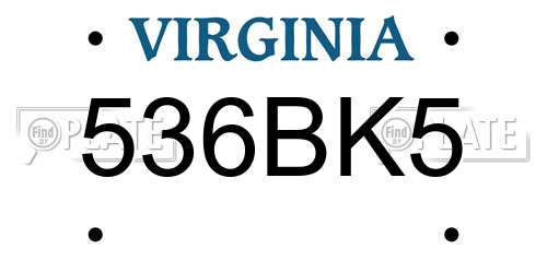 536BK5 Virginia License Plate