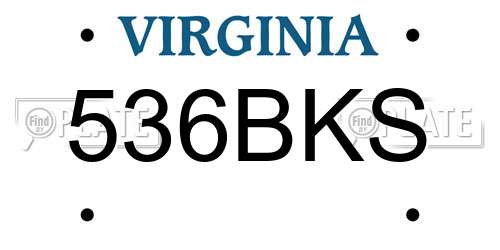 536BKS Virginia License Plate