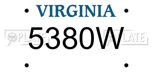 5380W Virginia License Plate