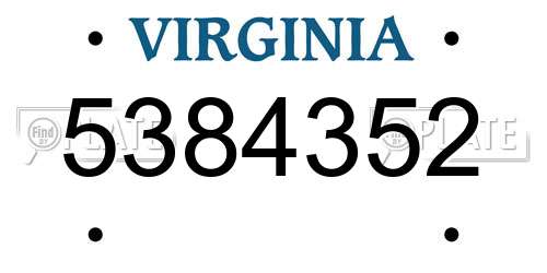 5384352 Virginia License Plate