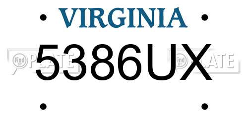 5386UX Virginia License Plate