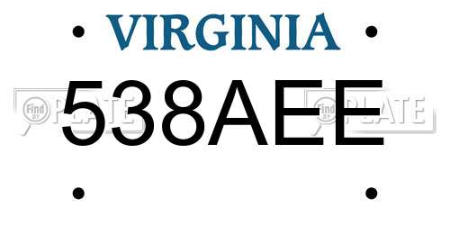 538AEE Virginia License Plate