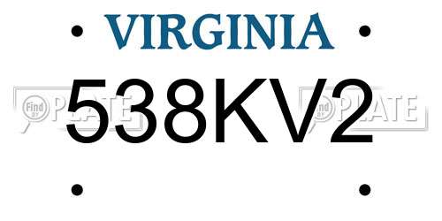 538KV2 Virginia License Plate