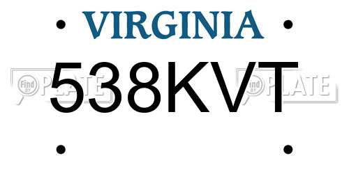 538KVT Virginia License Plate