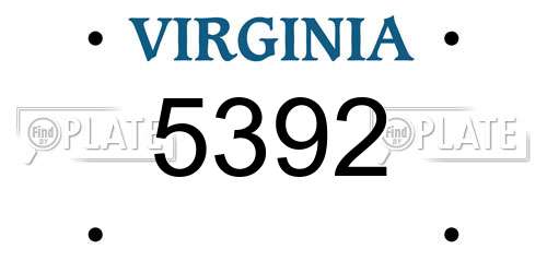 5392 Virginia License Plate