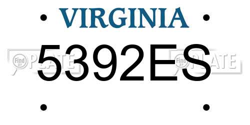 5392ES Virginia License Plate