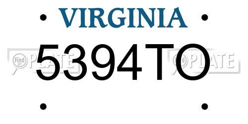 5394TO Virginia License Plate