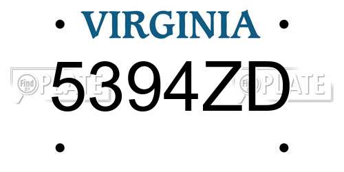 5394ZD Virginia License Plate
