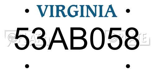 53AB058 Virginia License Plate