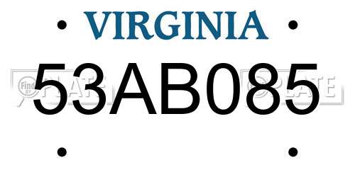 53AB085 Virginia License Plate
