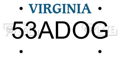 53ADOG Virginia License Plate