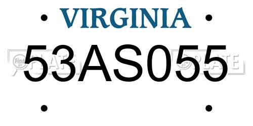 53AS055 Virginia License Plate
