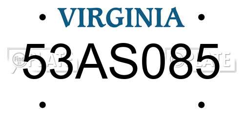 53AS085 Virginia License Plate
