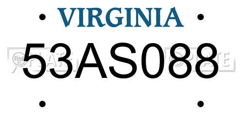 53AS088 Virginia License Plate