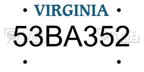 53BA352 Virginia License Plate