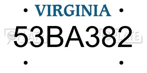 53BA382 Virginia License Plate