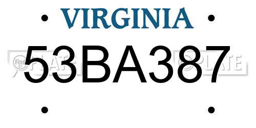 53BA387 Virginia License Plate