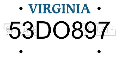 53DO897 Virginia License Plate