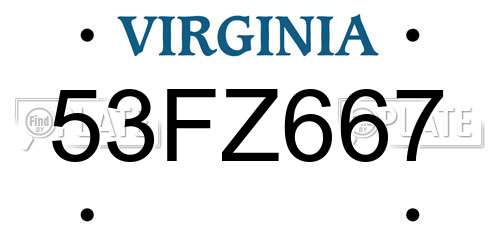53FZ667 Virginia License Plate