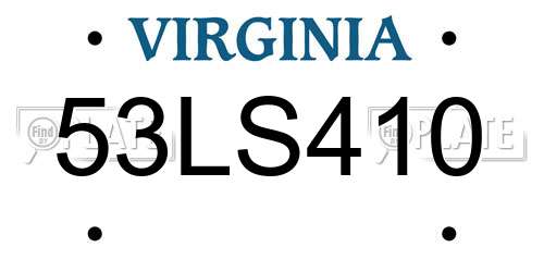 53LS410 Virginia License Plate