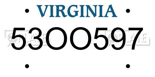 53OO597 Virginia License Plate