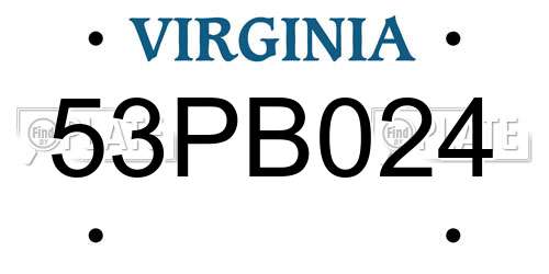 53PB024 Virginia License Plate