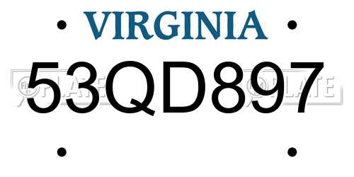53QD897 Virginia License Plate