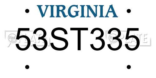 53ST335 Virginia License Plate