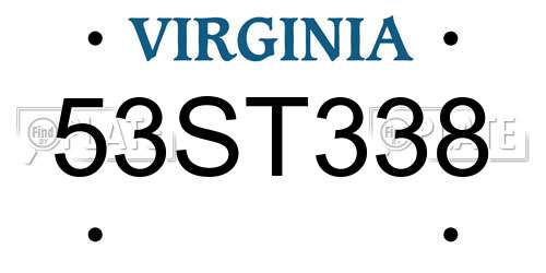 53ST338 Virginia License Plate
