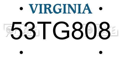 53TG808 Virginia License Plate