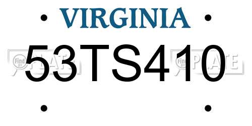 53TS410 Virginia License Plate