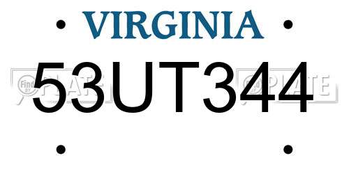 53UT344 Virginia License Plate