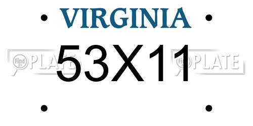 53X11 Virginia License Plate
