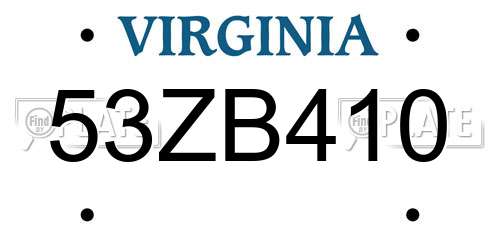 53ZB410 Virginia License Plate