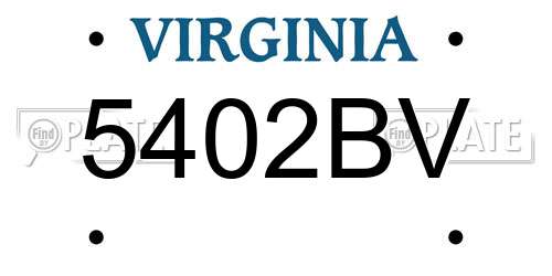5402BV Virginia License Plate